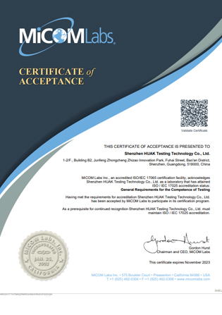 HUAK MICOM Certificate